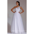 Lace Wedding Dress One-Shoulder White A-Line Lace up Floor Length Bridal Dress